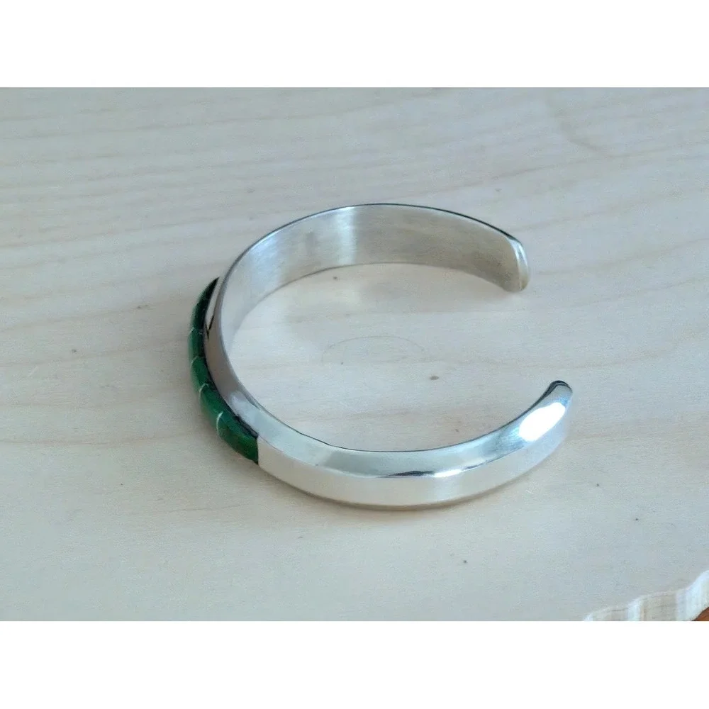 Native American Gaspeite Inlay Cuff‎ Bracelet Navajo Jewelry Size 6.5in**